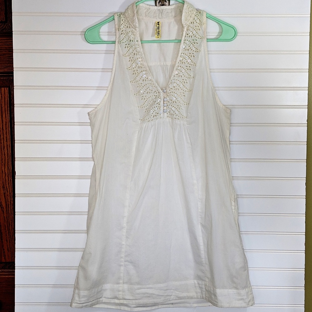 Free People Off White Romantic Cotton Tunic